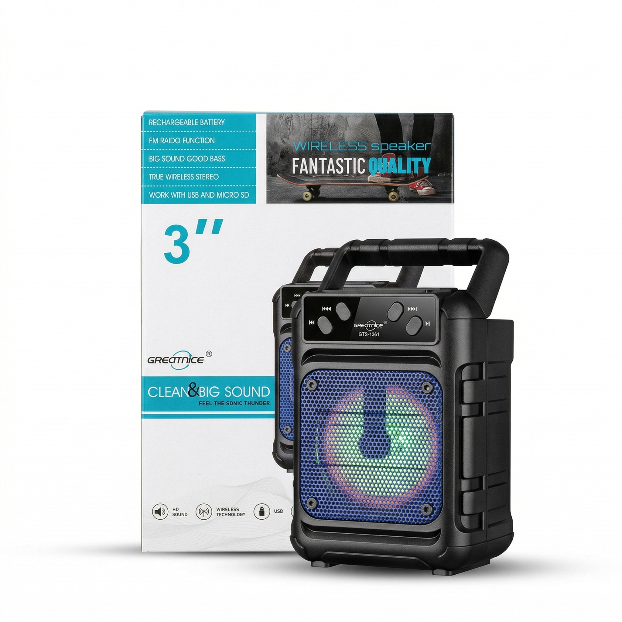 Greatnice Bluetooth Speaker 3 Inch